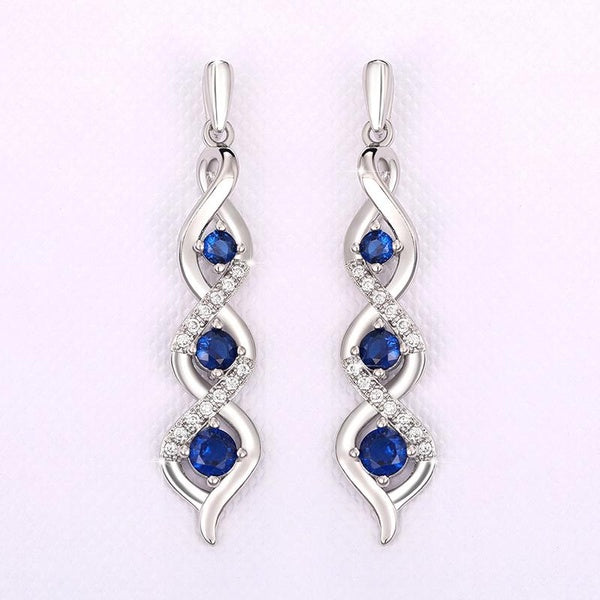 Boucles d'oreilles pendantes tendance en zircone cubique et saphir bleu pour femmes, bijoux de mariage