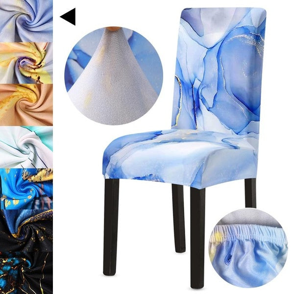 1pc Universal Chair Cover, Dustproof, Non-Slip, Fashionable Milk Silk Chair Slipcover Protective Cover Marble Printing Stretch Chair Cover Suitable F