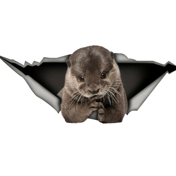 3D Animal Otter Sticker For Car Truck Wall Laptop Animal Crack Vinyl Decal