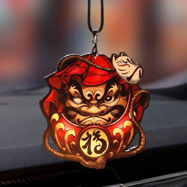 Noizzy JDM Angry Daruma Poupée Voiture Auto Rétroviseur Suspendu Charme Dangling Ornement Pendentif Pour La Décoration De Voiture