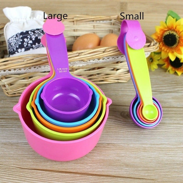 2 sizes of Super-Useful Colorful 5PCS Kitchen Tools Measuring Spoons Measuring Cups Spoon Cup Baking Utensil Set Kit Measuring Tools