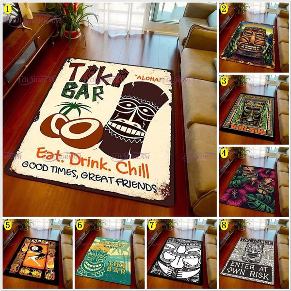 Aloha Hawaiian Party Tiki Bar Floor Mats Rug Carpet Summer Beach Bar Pub Decoration Doormat Cartoon Non-slip Chair Mat