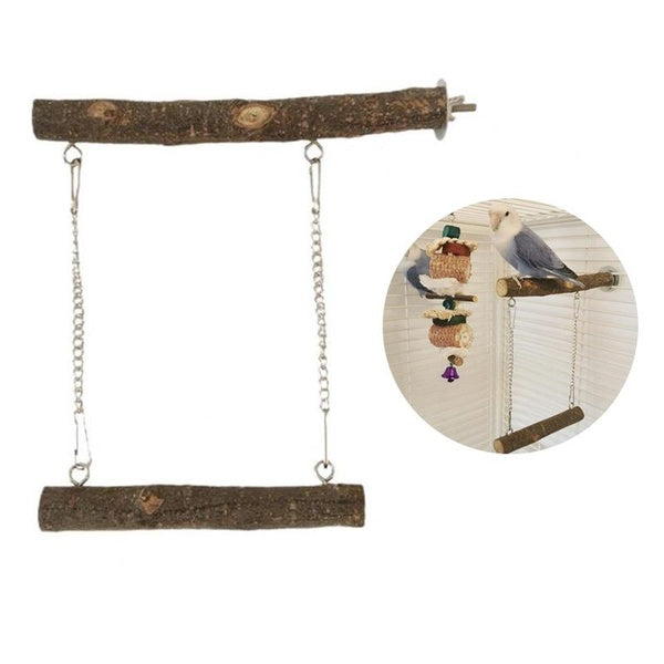 Balançoire à oiseaux en bois naturel, jouets suspendus pour perroquets, perruches d'intérieur et d'extérieur, tourtereaux, accessoires de Cage pour c