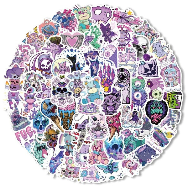 10-30-65PCS Halloween Stickers Cat and Skull Graffiti Stickers Water Bottle Laptop Mobile Phone Skateboard Suitcase Kids Adult Stickers
