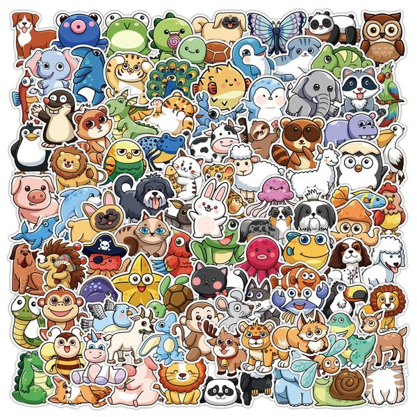 10-50-100Pcs Cartoon Cute Animals Stickers Graffiti Stickers for DIY Luggage Laptop Skateboard Motorcycle Bicycle Stickers