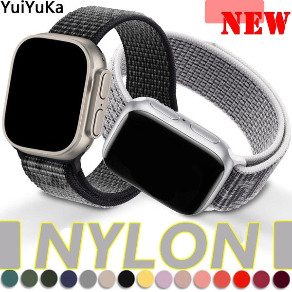 YuiYuKa Sport Nylon Strap for Smart Watch Ultra 49mm 8 7 41mm 45mm 44mm 40mm Adjustable Breathable Replacement Smartwatch Band Bracelet Band for Seri