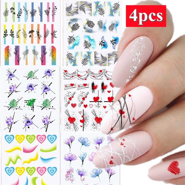 4pcs Water Decals for Nail Tip Design DIY