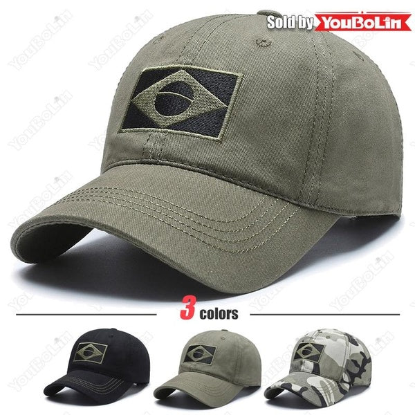 Brazil Flag Cap Hat Embroidered Brazilian Brazil National Flag Camo Tactical Baseball Cap Military Casual Outdoor Fishing Hat
