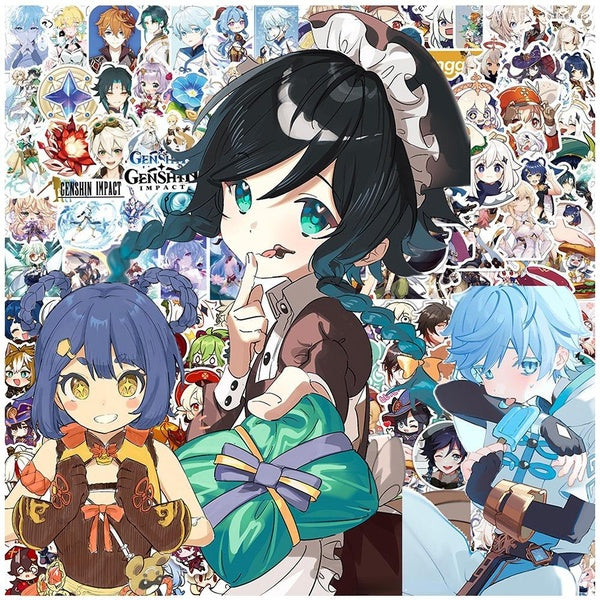 10-50-100pcs Cute Game Genshin Impact Stickers Anime graffiti Stickers for DIY Luggage Laptop Skateboard Motorcycle Bicycle Stickers