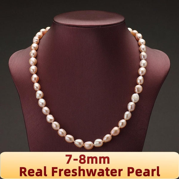 Real Natural Pink Baroque Freshwater Pearl Necklace for Women Choker Necklace Handmade Jewelry Gifts