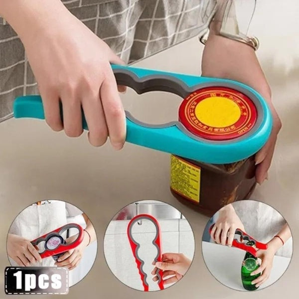 1pcs 4 In 1 Multifunctional Bottle Opener, Household Can Opener, Labor-saving Cap Opener, Cap Screwer, Kitchen Cap Remover