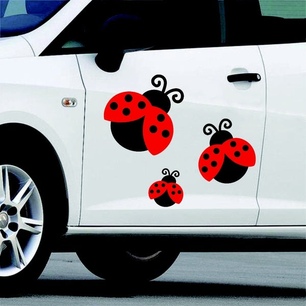New Hot 3Pcs Colorful Ladybug Helmet Sticker Funny Hard Hat Bike Vinyl Decal Car Window Bumper Decoration Waterproof