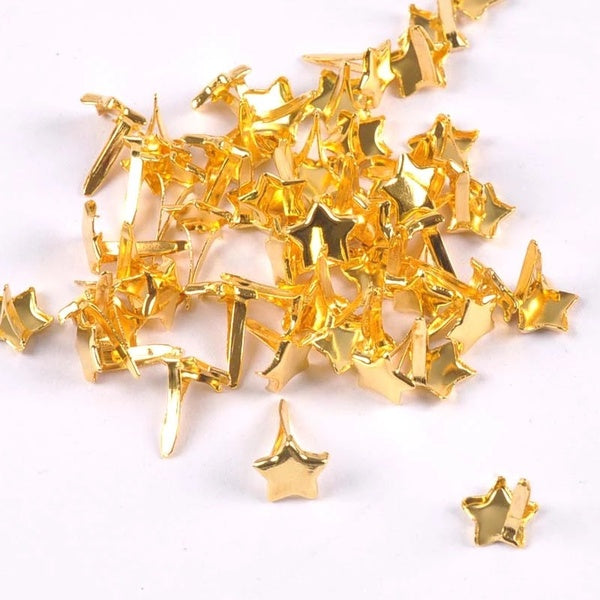 50pcs 8x11mm Golden Star Brads Scrapbooking Embellishment Fastener Brads Metal Crafts For DIY Accessories Shoes Decoration c2403