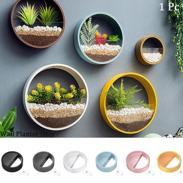 3 Taille Moderne Nordique Rond Suspendu Pot De Fleur Mur Planteur Mur Affichage Mural Vase Planteur De Stockage Rack Home Room Decor Étagère Flottant