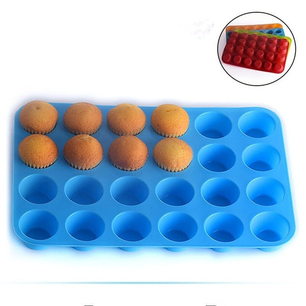 1PC Muffin Cup 24 Cavity Silicone Cake Molds Soap Cookies Cupcake Baking Equipment And Accessories Pan Mold Cake Mold Tray XB 017
