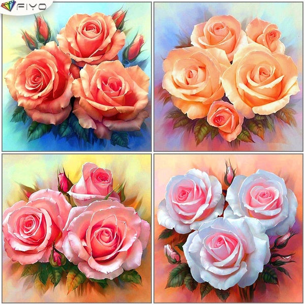 Flowers DIY 5D Diamond Painting Full Drill with Number Kits Home and Kitchen Fashion Crystal Rhinestone Cross Stitch Embroidery Paintings Canvas Pict