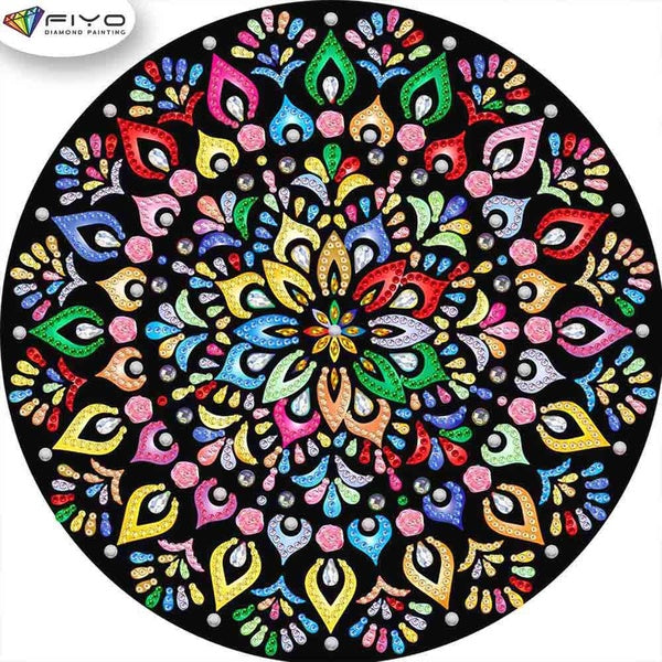 FIYO Mandala Diamond Painting Kits For Adults DIY 5D Diamond Mosaic Diamond Painting Home and Kitchen Fashion Canvas Pictures Wall Decoration Gifts A