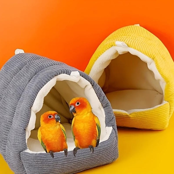 Warm Bird Nest House Parrot Hanging Hammock for Cages，Winter Bird Shed Hut Soft Snuggle Cave Tent Cozy Hideaway，Pet Plush Sleeping Bed for Hamster Pa