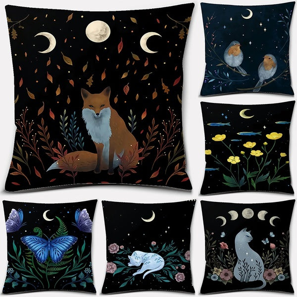 Animal moon pattern series pattern decorative pillowcase, square pillowcase, home office decoration (45cm * 45cm)