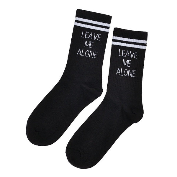Leave Me Alone Black Stockings Men's Hip Hop Skateboard Sports Socks