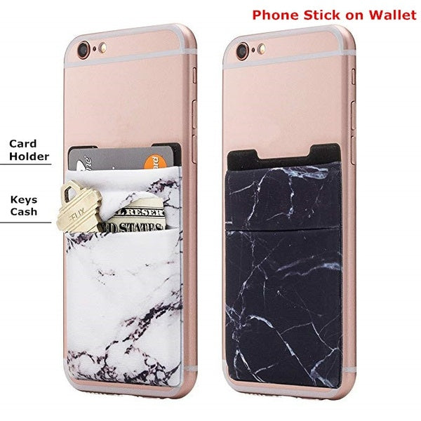 1PCS Stretchy Marble Cell Phone Stick on Wallet Card Holder Phone Pocket for All Smartphones Accessory