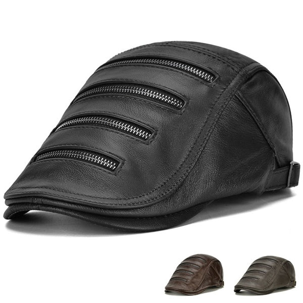 Automne hiver hommes rétro peau de vache béret chapeau Casquette à visière loisirs bec de canard casquettes plates voyage chapeau de soleil Casquette