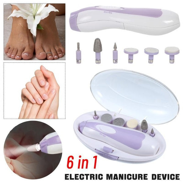 6 in 1 Electric Nail File Set, Professional Electric Nail Drill Machine Manicure Pedicure Set Nail Art Tools