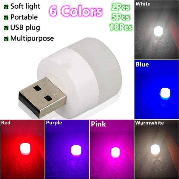 2pcs-5pcs-10pcs -Pack Mini USB Book Lamp DC5V USB Plug Night Light Portable LED Eye Protection Reading Light Computer Mobile Power Charging USB Night