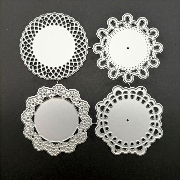 4pcs Round Shape Lace Metal Cutting Dies for Scrapbooking Photo Album DIY Craft Dies for Paper Card Cutting Dies