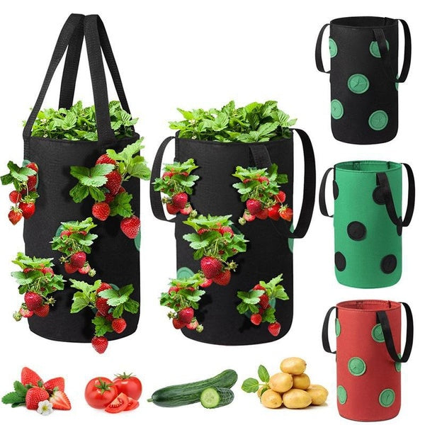 3 Gallons 13 Holes Hanging Strawberry Planter Bag Non-woven Fruit Vegetable Planting Pouch Garden Supply