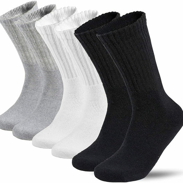 Lot 3-12 Pairs Mens Solid Sports Athletic Work Plain Crew Socks Size 10-13