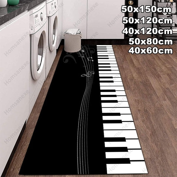 3D Piano Printing Carpet Living Room Area Floor Mat Blanket Kitchen Bedroom Staircase Carpet Bathroom Non-slip and Waterproof Carpet Household Suppli
