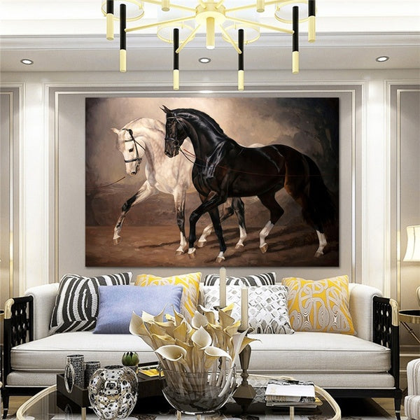 Black and White Horse Wall Art Canvas Prints Modern Animal Canvas Art Paintings On The Wall Canvas Pictures Posters Wall Decor