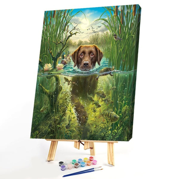 Paint By Numbers-Dog FIYO Diy Oil Paint by Numbers Kits for Adults and Kids Beginner on Canvas Fashion Oil Painting Wall Art for Gift( No Frame )