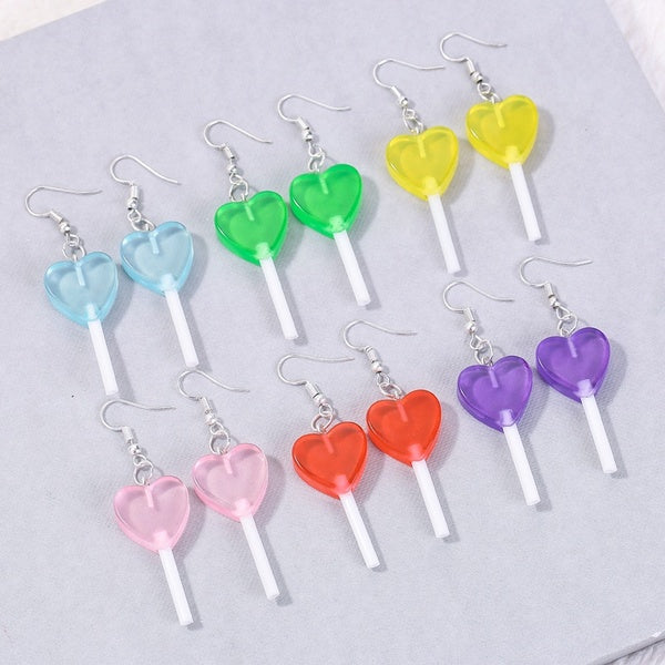 Lollipop Drop Boucles d'oreilles Pastel Candy Charm Boucles d'oreilles Résine Star Pendentif Accessoires Bijoux de vacances Cadeaux pour elle