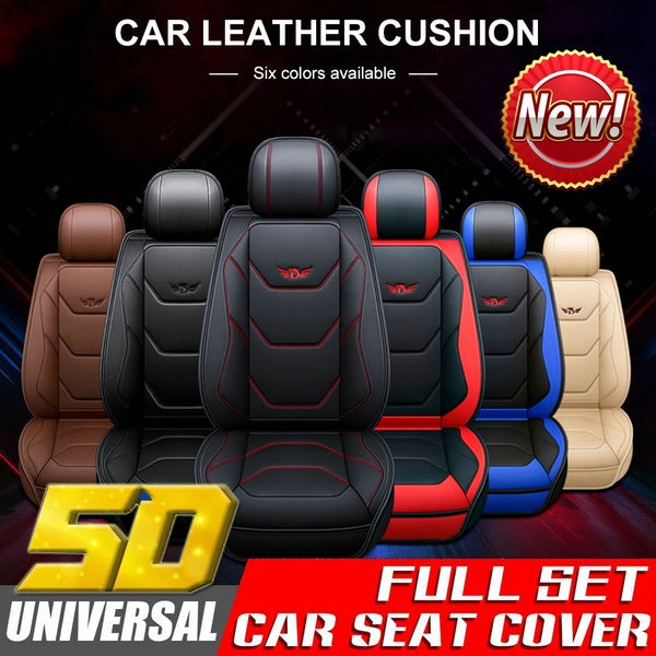 Universal Luxury PU Leather 1pc Front Car Seat Cover 5D Cushion Protector Non-Slip Mat Waterproof Auto Accessories