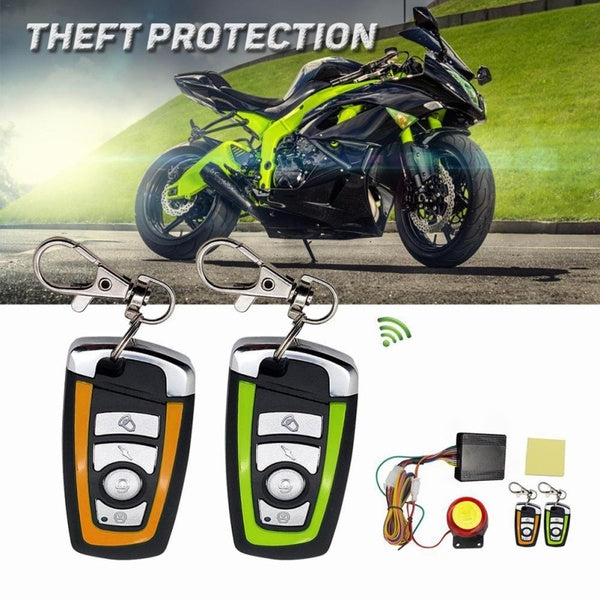 2Pcs-Set Motorcycle Scooter Security Alarm System Anti-theft Dual Color Remote Control Engine Start