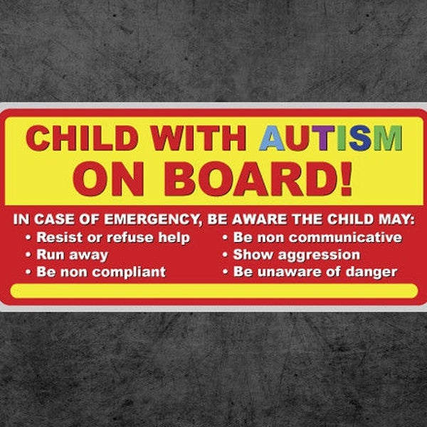 Child with Autism on board - sticker decal autistic awareness vehicle bumper car