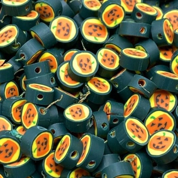 100pcs-lot Halloween Pumpkin 10mm Clay Beads Chip Disk Resin Loose Spacer Handmade Beads For DIY Jewelry Making Bracelet