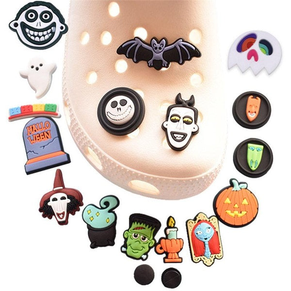 18 pcs Halloween Horreur Citrouille Croc Charmes PVC Chaussure Charmes Accessoires De Chaussure Décoration De Chaussure pour Croc JIBZ Bracelets Enfa