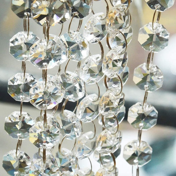 Crystal Beads for Chandelier Centerpieces 1-Ft Clear Glass Crystal Chandelier Beads Chain for Garland Wedding Home and DIY Craft Jewelry Decoration
