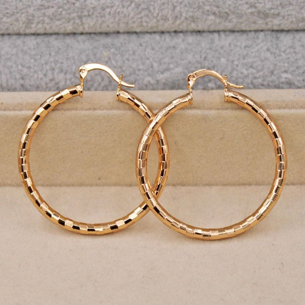 1 paire 1.3" Big Hoop Geometry Hollow Circle Round Bling Bling Party Bohemia Boucles d'oreilles