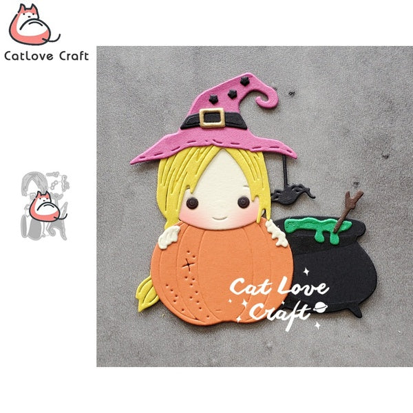 Catlove Halloween sorcière araignée bébé série matrices de découpe en métal Scrapbooking pochoir découpes fabrication de cartes bricolage artisanat g