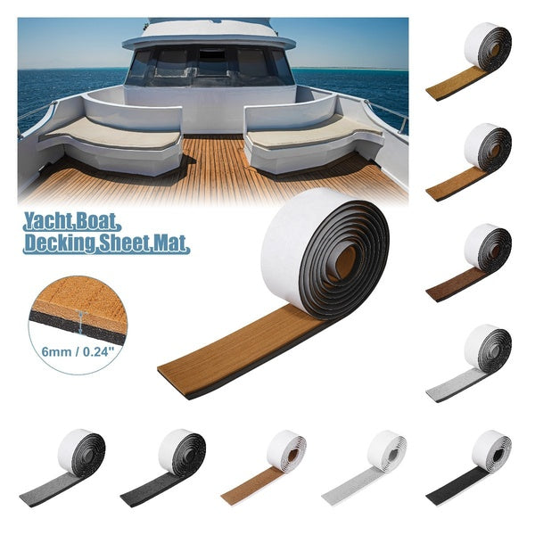 2400x57mm EVA Decking Sheet Mat Non-Slip Self-Adhesive for Boat Yacht Marine Deck Pad RV Car Trunk Flooring Carpet Brown & Black-Coffee & Black-Dark Brow
