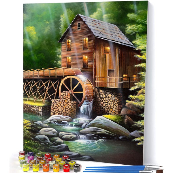 （Gristmill）FIYO Diy Oil Paint by Numbers Kits for Adults and Kids Beginner on Canvas Fashion Oil Painting Wall Art for Gift( No Frame )