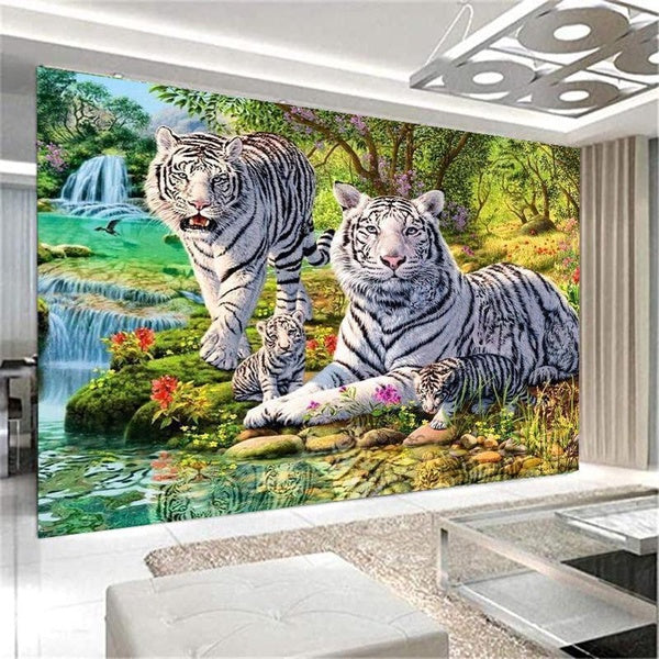 5D Diamond Paintings White Tiger Full Diamond Art Embroidery Gifts Large Living Room Office DIY Home Decor Diamond Cross Stitch Kits