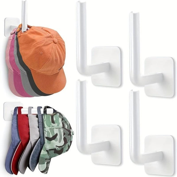 1-2-4pcs L-shaped Hat Storage Shelf, Hat Organizer, Wall And Door Cap Hook For Towels, Hair Hoop, Household Storage Organizer For Kitchen, Bedroom, B