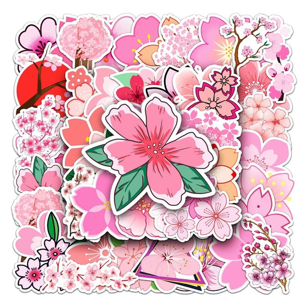 10-25-50pcs Cherry Blossom stickers Sakura Graffiti Stickers for Laptop Motorcycle Car Skateboard Waterproof Decal Poster Sticker
