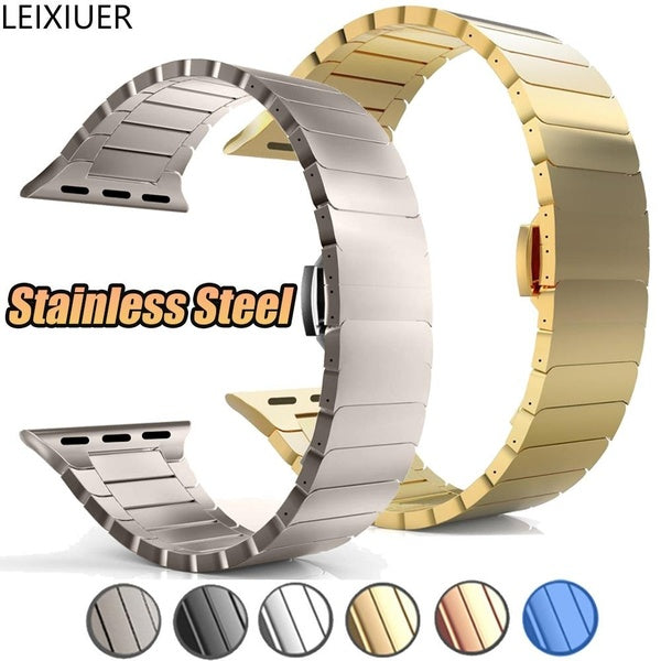 LEIXIUER Luxury Band for Smart Watch Ultra 49mm 8 7 41mm 45mm SE 6 44mm 40mm for Smartwatch 42mm 38mm 5 4 3 2 1,High Quality Stainless Steel Metal E