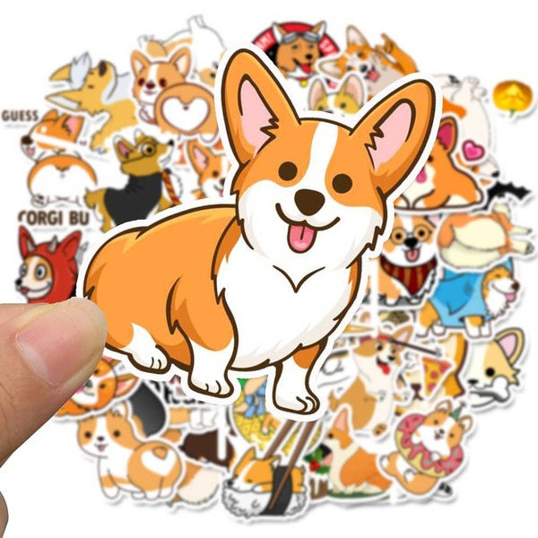 25-50 Pcs Mignon de Bande Dessinée Corgi Graffiti Autocollants Bagages Ordinateur Portable Decal Planche À Roulettes Autocollants Moto Voiture Guitar